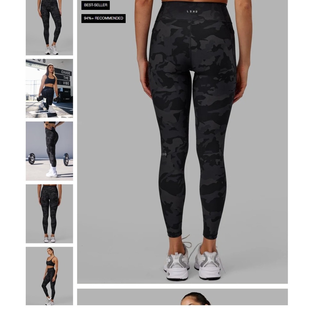 LSKD Fusion Full Length Tight Black Camo High Waisted Leggings WTGH0008P 2XS NWT - Picture 6 of 16